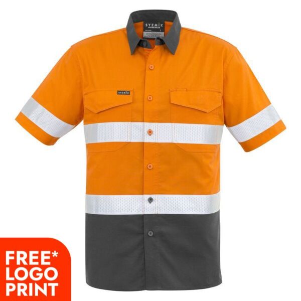 Mens Rugged Cooling Taped Hi Vis Spliced Short Sleeve Shirt Thumbnail